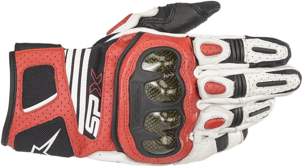 SPX Air Carbon V2 Motorcycle Gloves White/Black/Red 3X-Large - Click Image to Close