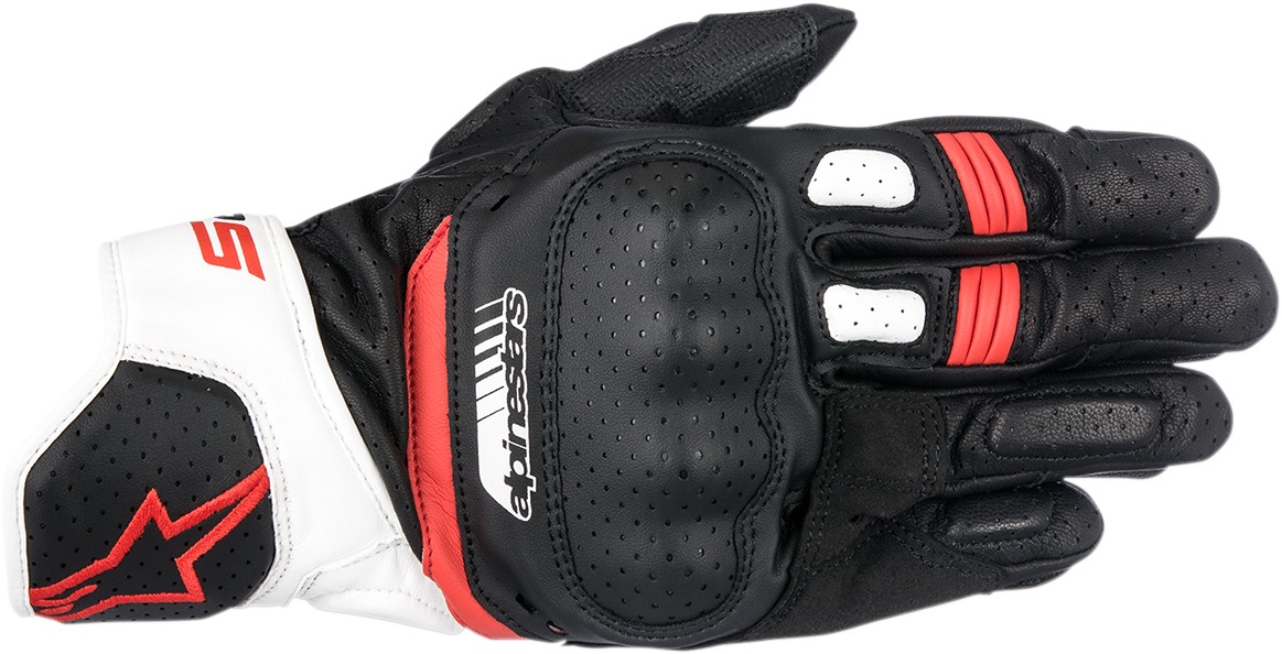 SP-5 Motorcycle Gloves Black/White/Red 3X-Large - Click Image to Close