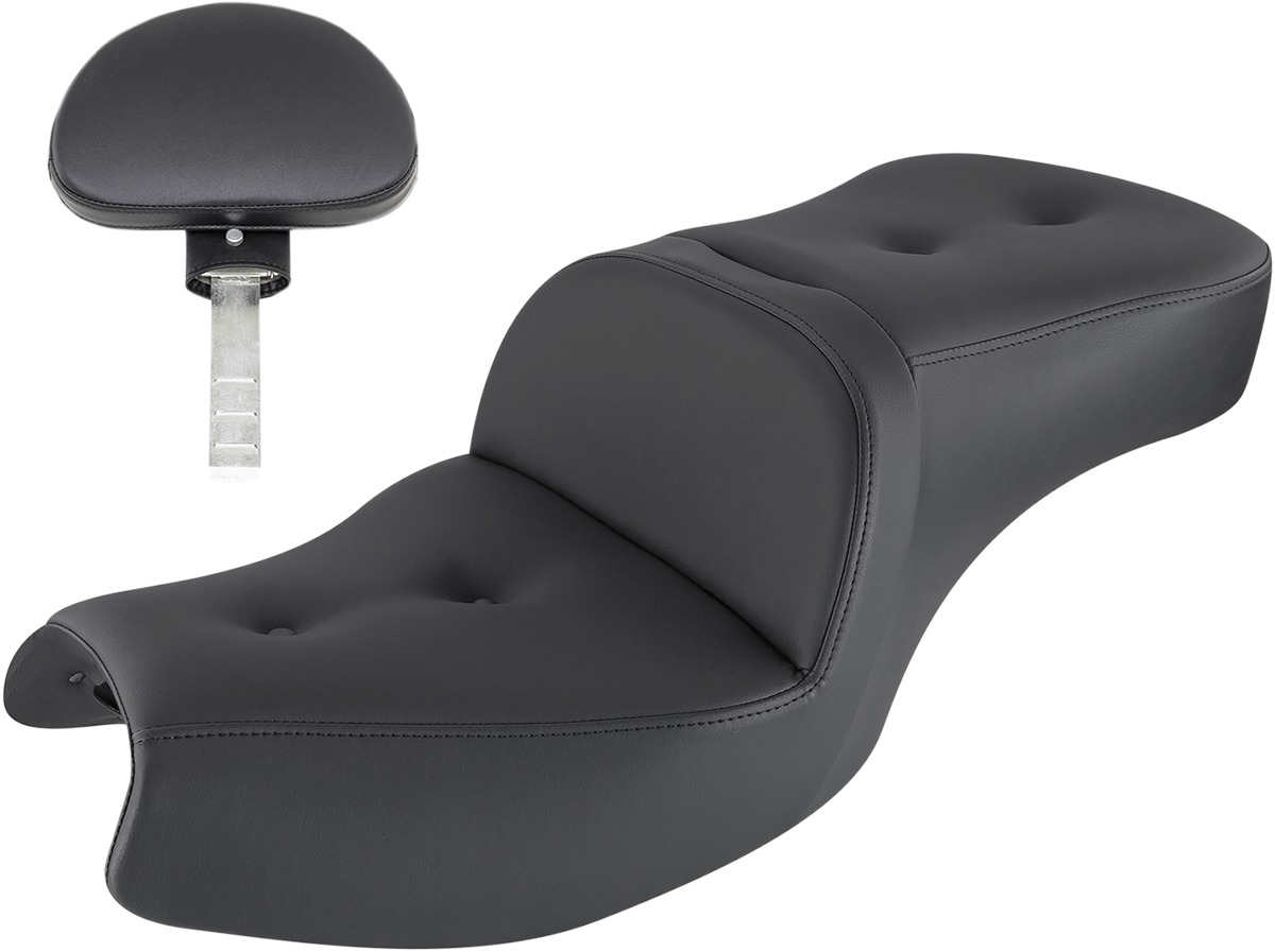 Road Sofa Pillow 2-Up Seat Black w/Backrest - For 20-24 Indian Challenger - Click Image to Close