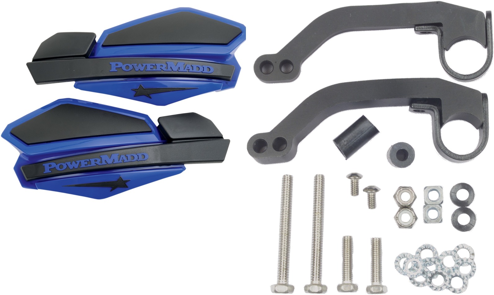 Blue & Black Star Handguard Kit w/ MC/ATV Mounts - Click Image to Close