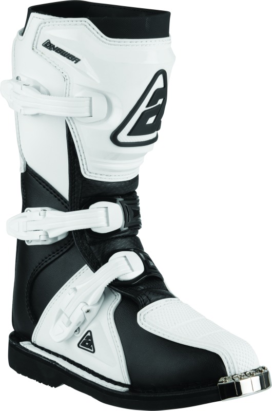 Answer AR1 Boot Black/White Youth Size 5 - Youth motocross boots in black/white, size 5 - Click Image to Close