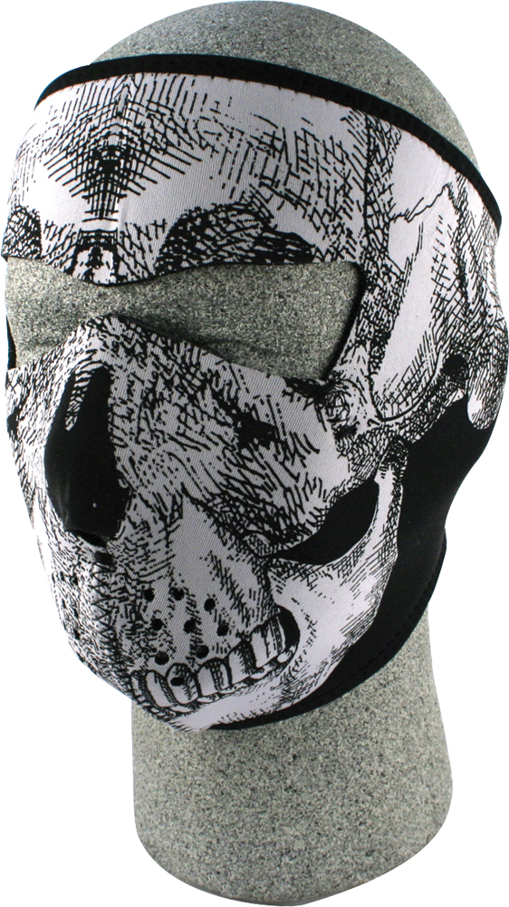 Full-Face Neoprene Mask - Face Mask Neo Blk/Wht Skull - Click Image to Close