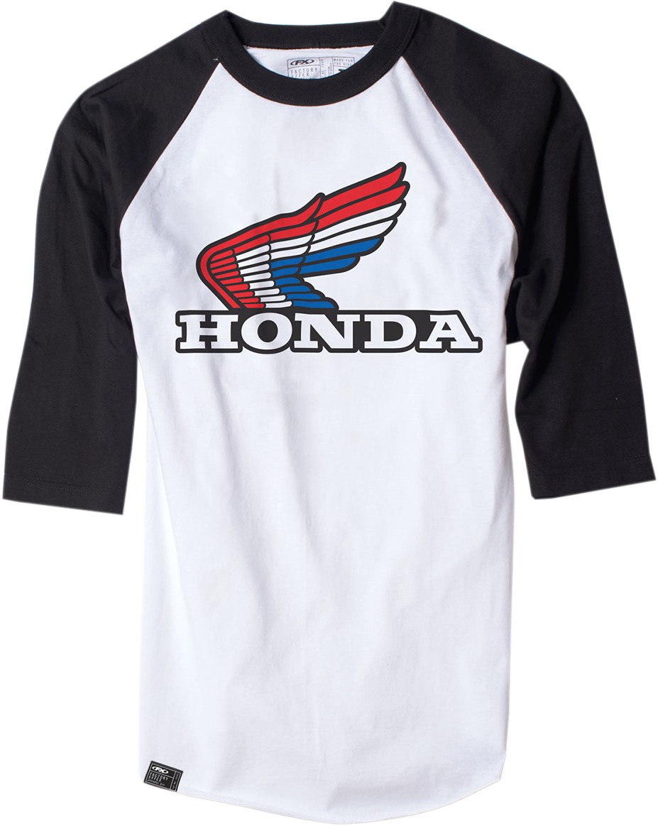 Men's Honda Vintage Baseball Tee - Honda Vint Bb Tee Whtblk Lg - Click Image to Close