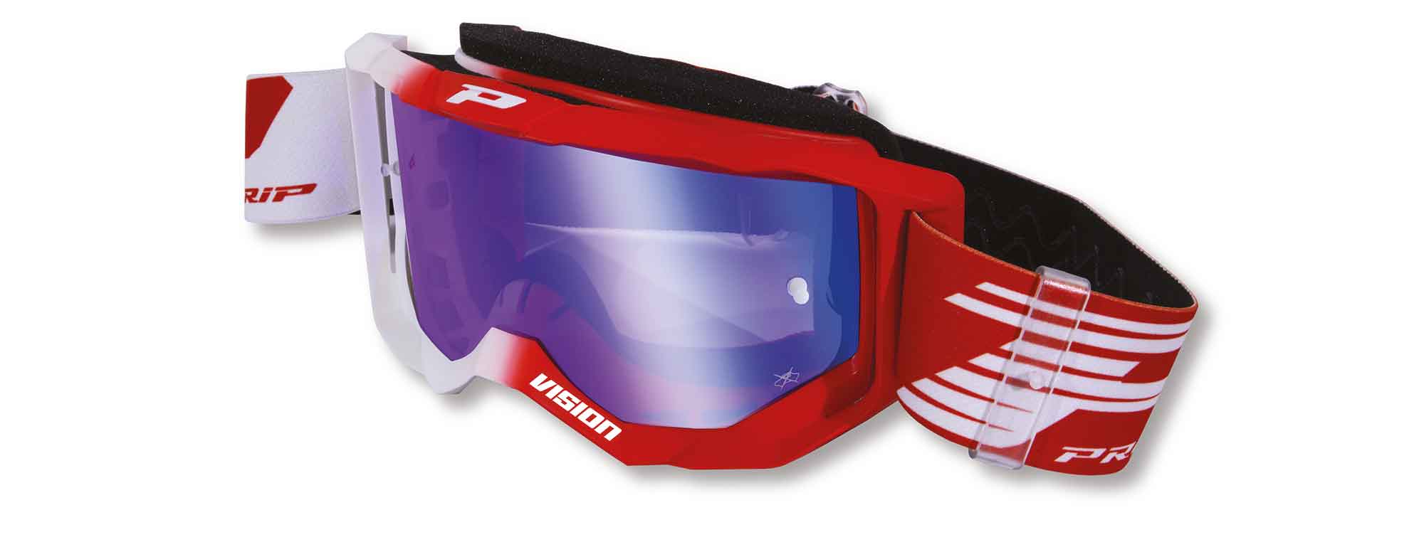 3300FL Vision MX Goggles - Red & White w/ Blue Iridium Lens - Click Image to Close