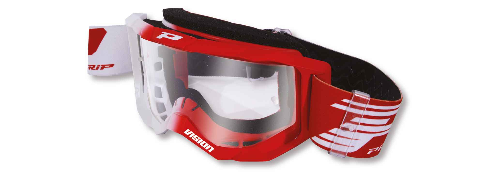 3300FL Vision MX Goggles - Red & White w/ Clear Lens - Click Image to Close