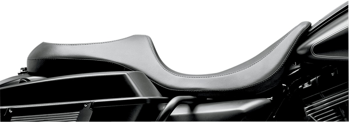 Villain Plain Vinyl 2-Up Seat Black Foam - For 08-20 Harley FLH FLT - Click Image to Close