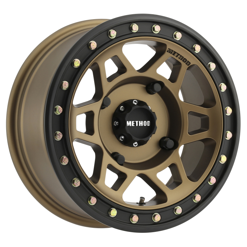 MR405 UTV Beadlock 15x7 4+3/13mm Offset 4x136 106mm CB Bronze Wheel - Matte Black Ring - Click Image to Close