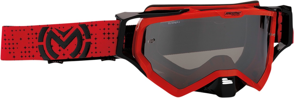 XCR Black / Red Pro Stars Goggles - Smoke Lens - Click Image to Close