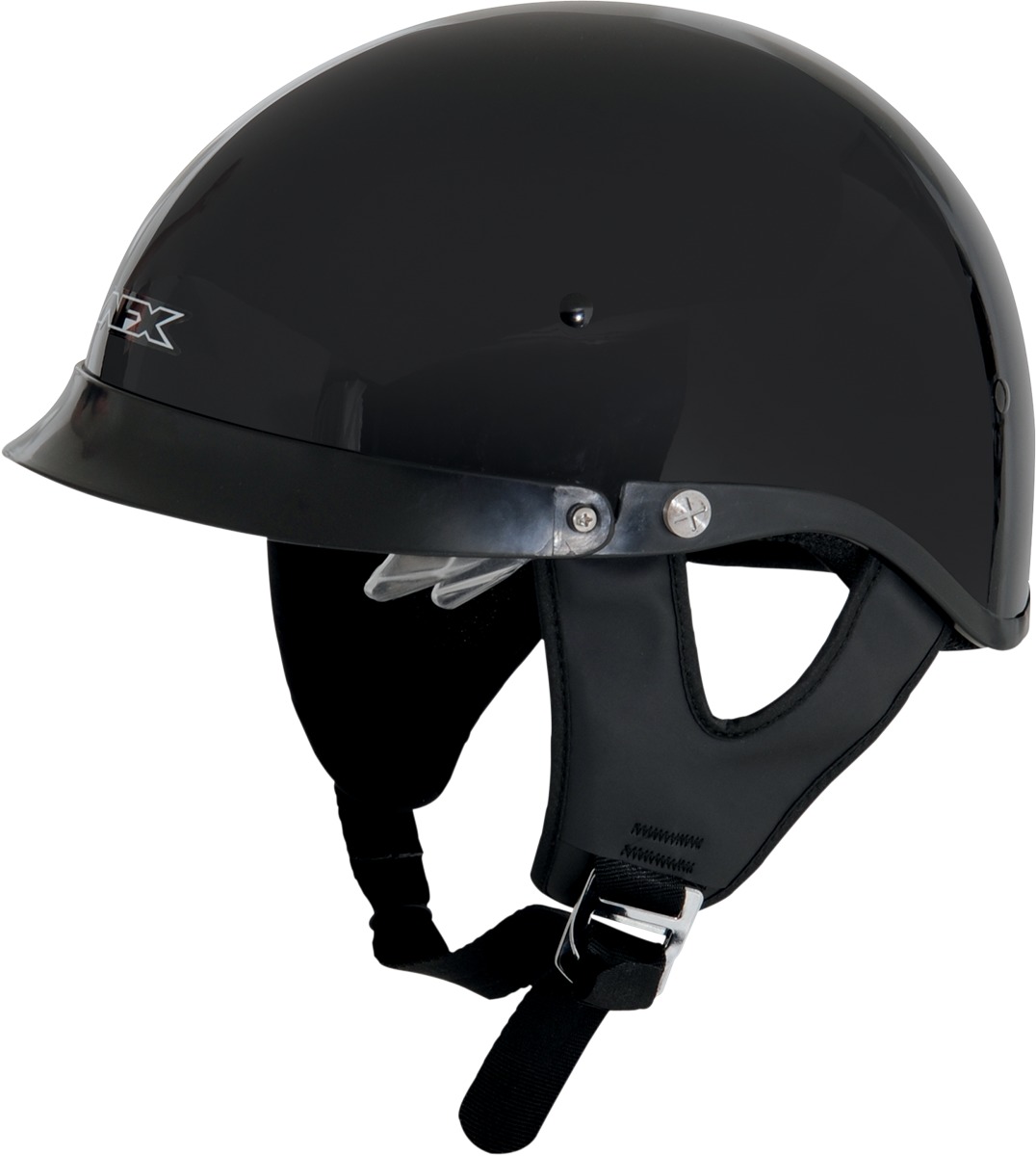 FX-200 Street Half Helmet Gloss Black 2X-Large - Click Image to Close