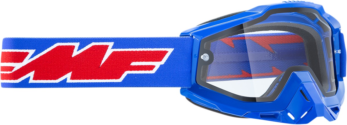 FMF PowerBomb Enduro Rocket Goggles Blue Clear Lens - Dual-pane lens for fog prevention - Click Image to Close