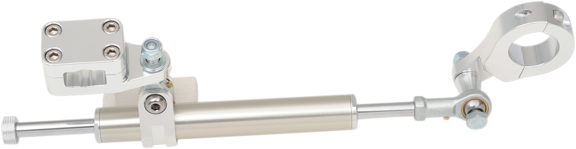 Silver 11-Way Rebuildable Adjustable Steering Stabilizer - Click Image to Close