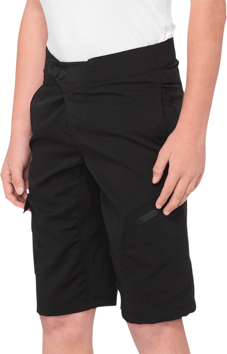 100% Youth Ridecamp Shorts Black Size 28 - Click Image to Close