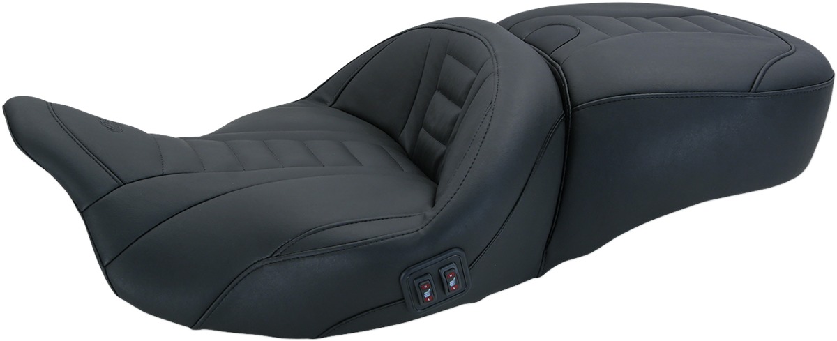 Heated Adventure Stitched Vinyl 2-Up Seat - For 08-20 Harley FLH FLT - Click Image to Close