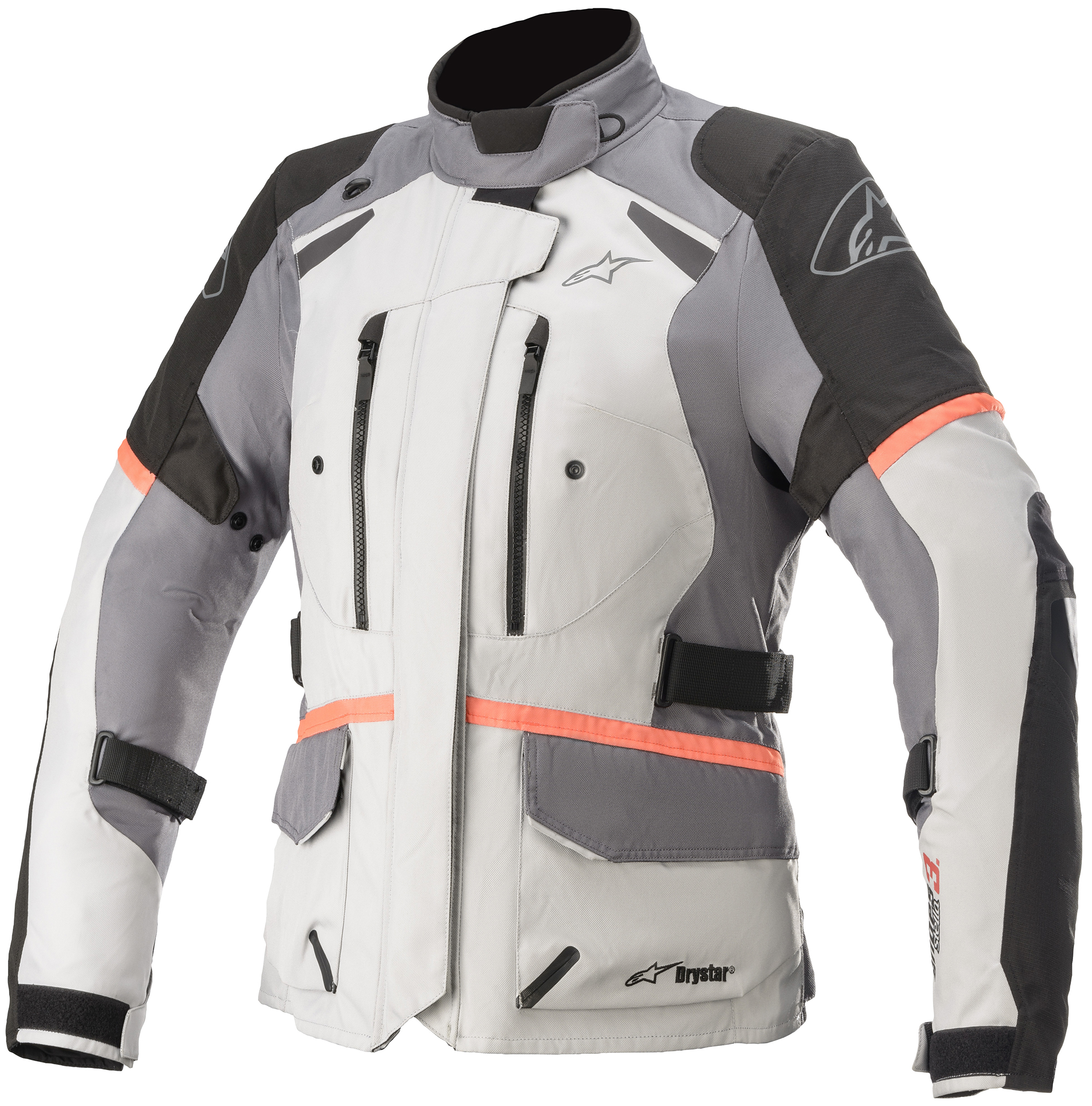 Alpinestars Andes V3 Jacket Grey/Black/Coral Small - Touring jacket in Grey/Black/Coral, Small - Click Image to Close