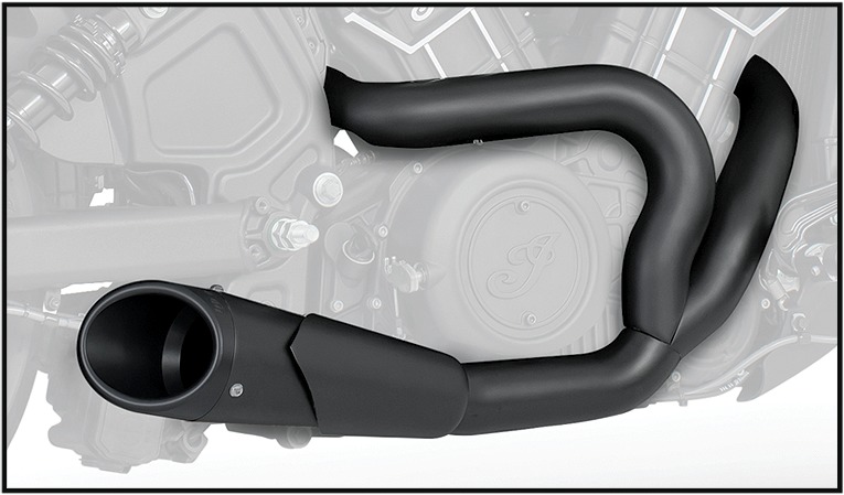 Combat Shorty 2-1 Pitch Black Full Exhaust - For 15-22 Indian Scout - Click Image to Close