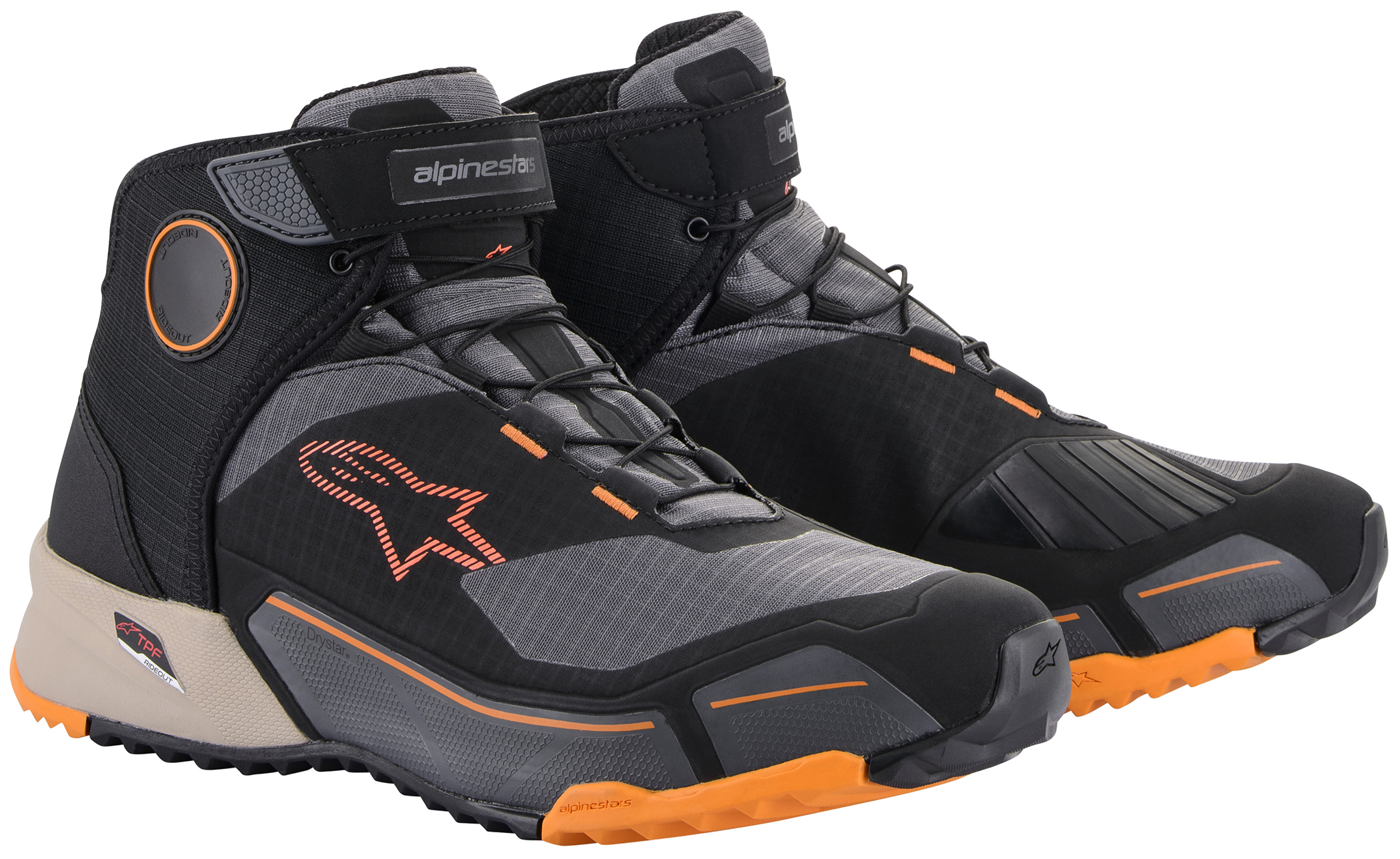 Alpinestars CR-X DS R Shoe Black/Br Orange Size 9 - Versatile riding shoe, Size 9 - Click Image to Close