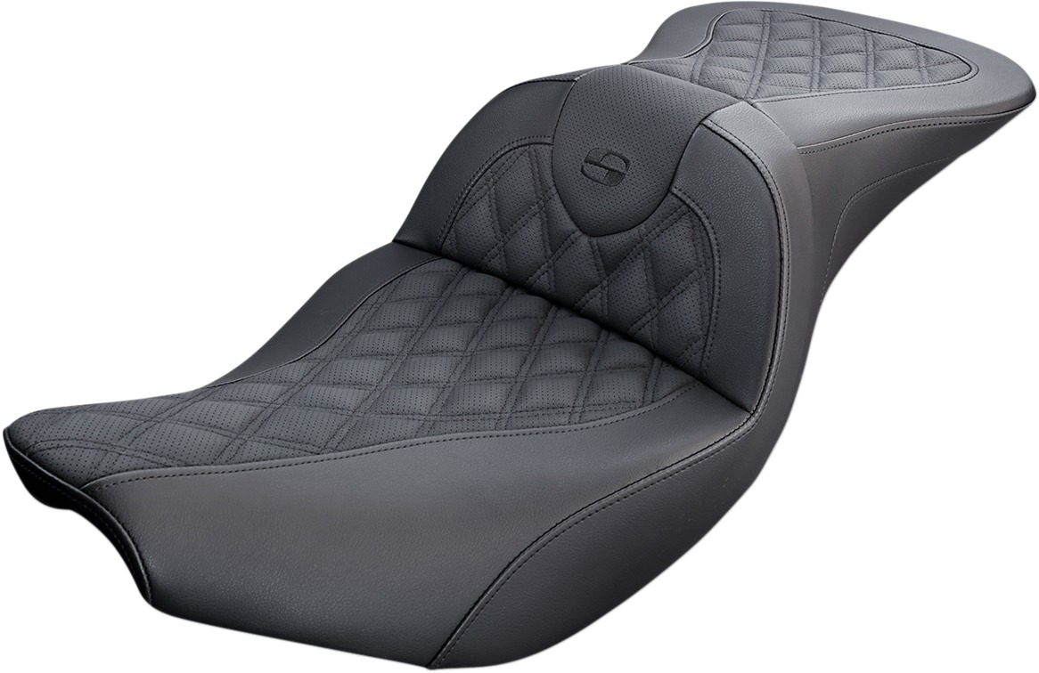 Road Sofa Lattice Stitched 2-Up Seat Black Gel - Click Image to Close