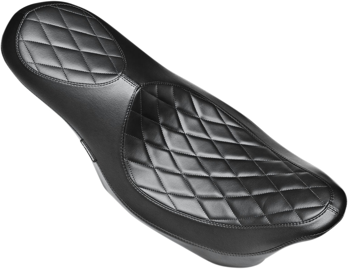 Villain Diamond Vinyl 2-Up Seat Black Foam - For 08-20 Harley FLH FLT - Click Image to Close