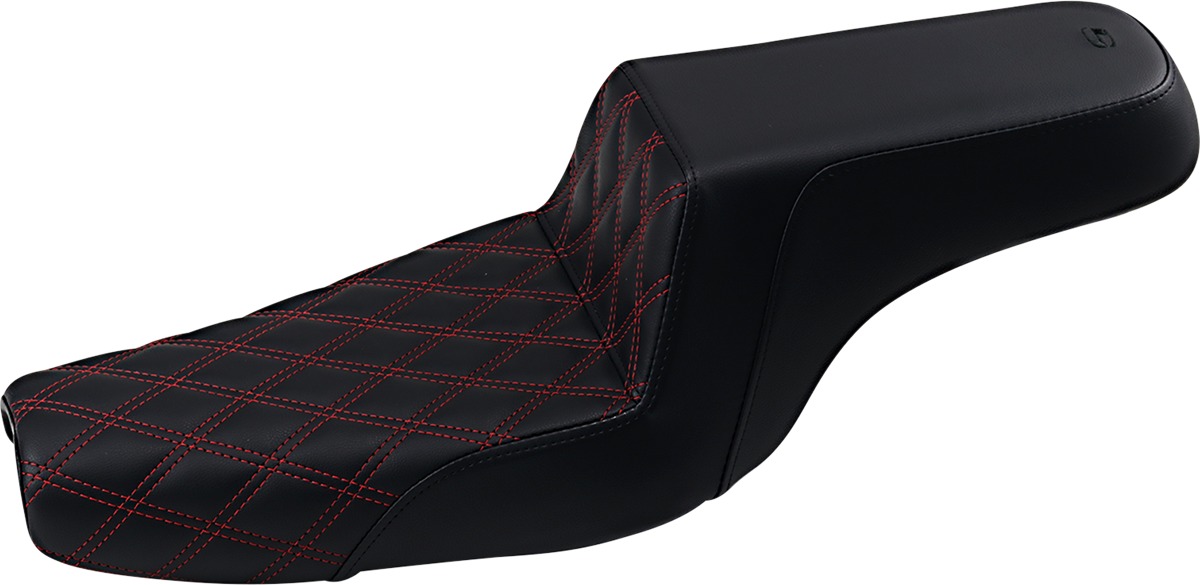 Step-Up Lattice Stitched 2-Up Seat - Black - For 05-20 Harley XL w/ 3.3 gal tank - Click Image to Close