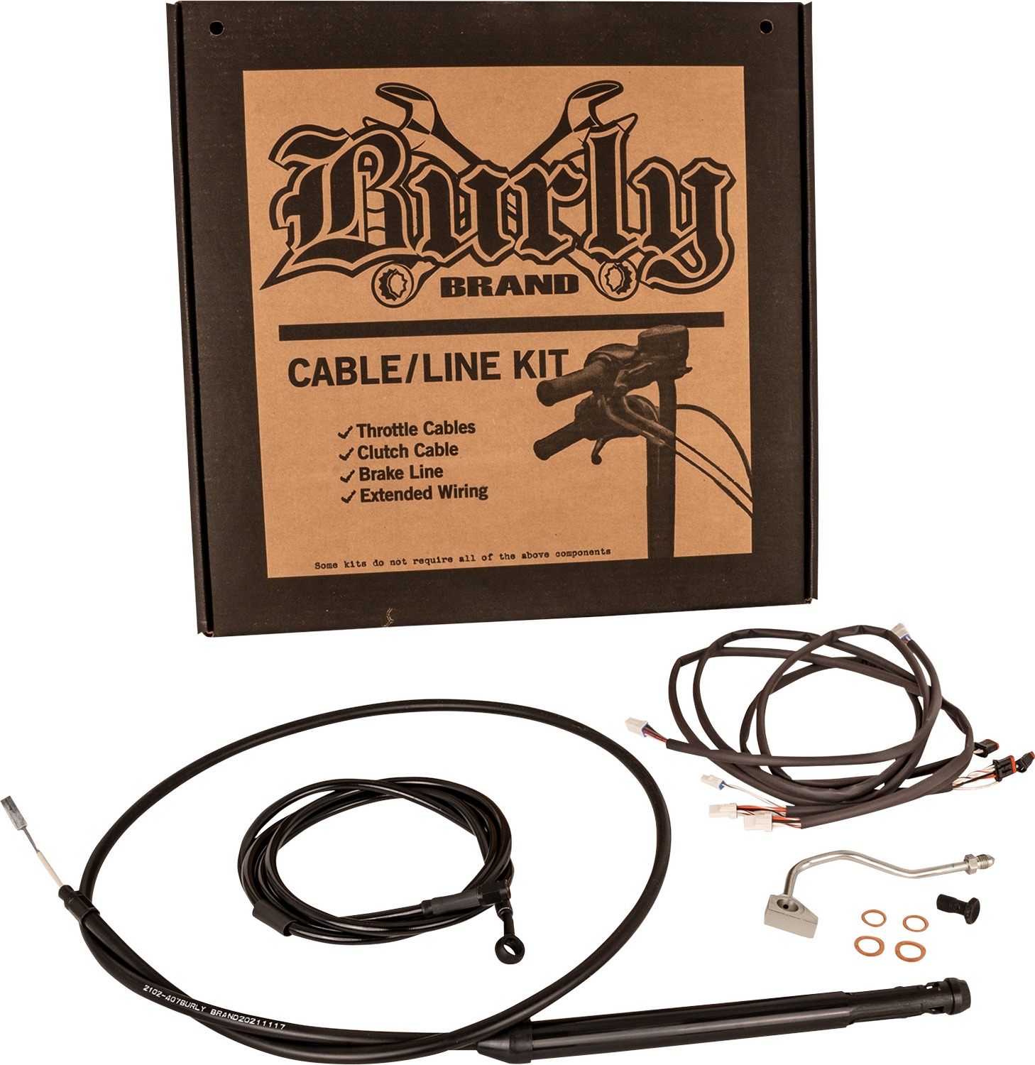 Extended Black Control Cable Kit for 14" Gorilla Bars - Click Image to Close