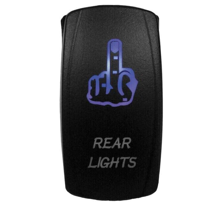 Lighted Switch Finger Rear Light On/Off Blue - Click Image to Close