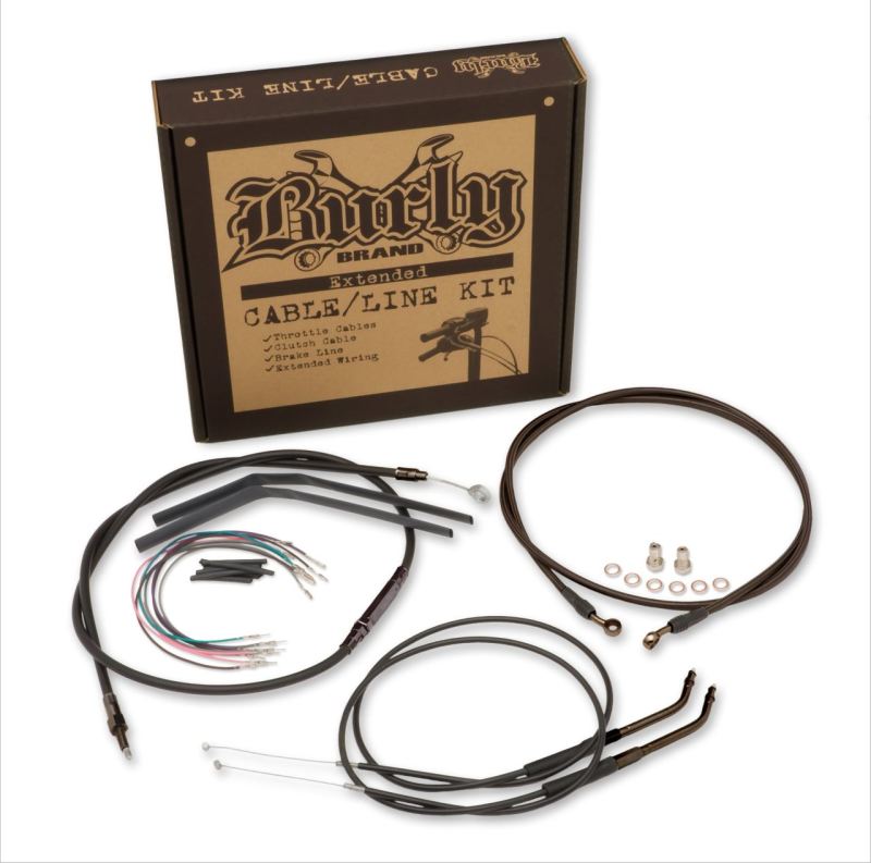 Extended Black Control Cable Kit For 10" T-Bar Handlebars - Fits 07-17 Harley Davidson Dyna Models - Click Image to Close