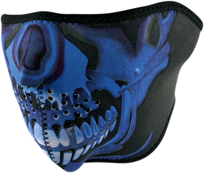 Half-Face Neoprene Mask - Facemask Neo 1/2,Bl Chrm Skull - Click Image to Close