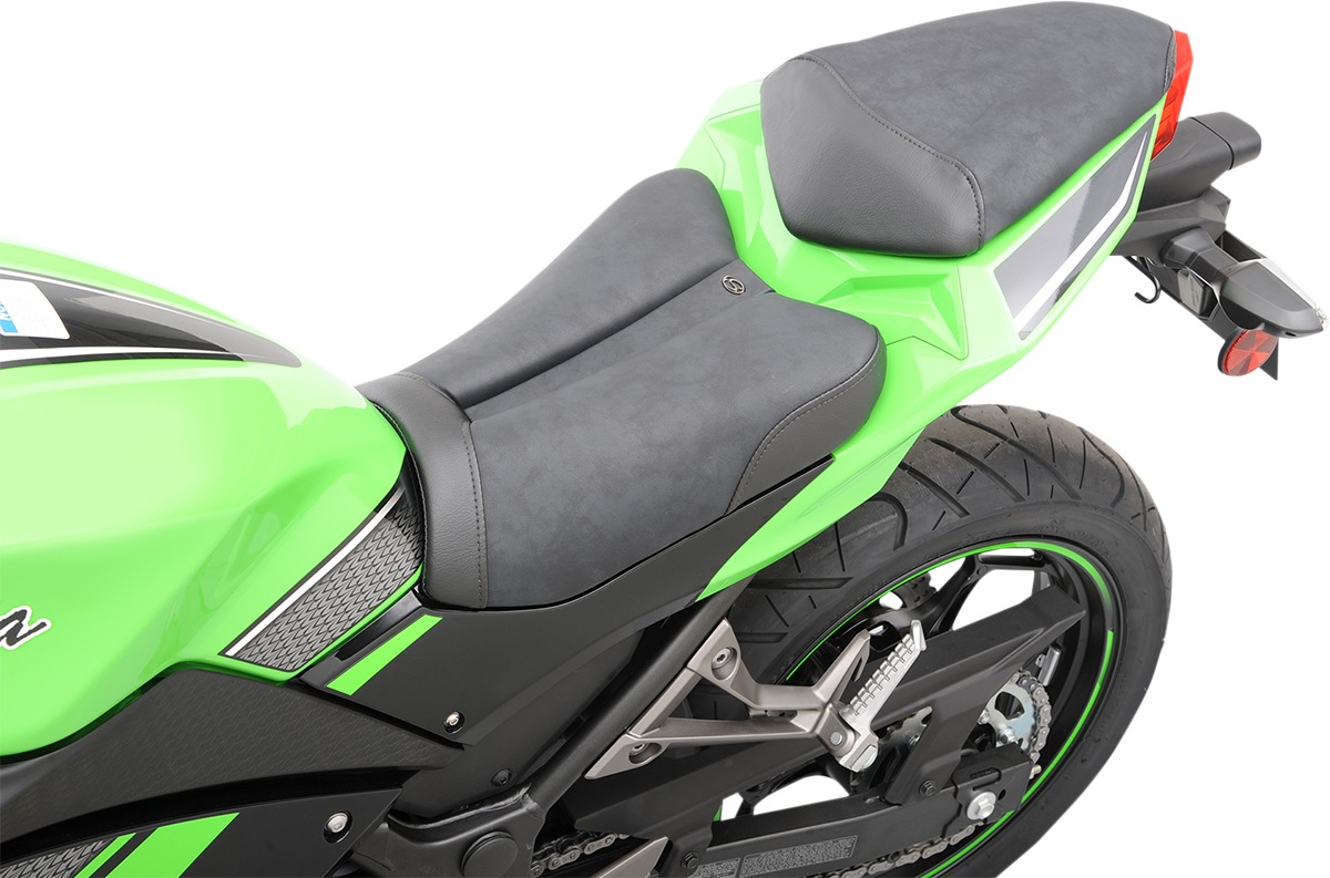 Sport Plain Suede Solo Seat Black Gel - For 13-17 Kawasaki EX300 Ninja - Click Image to Close