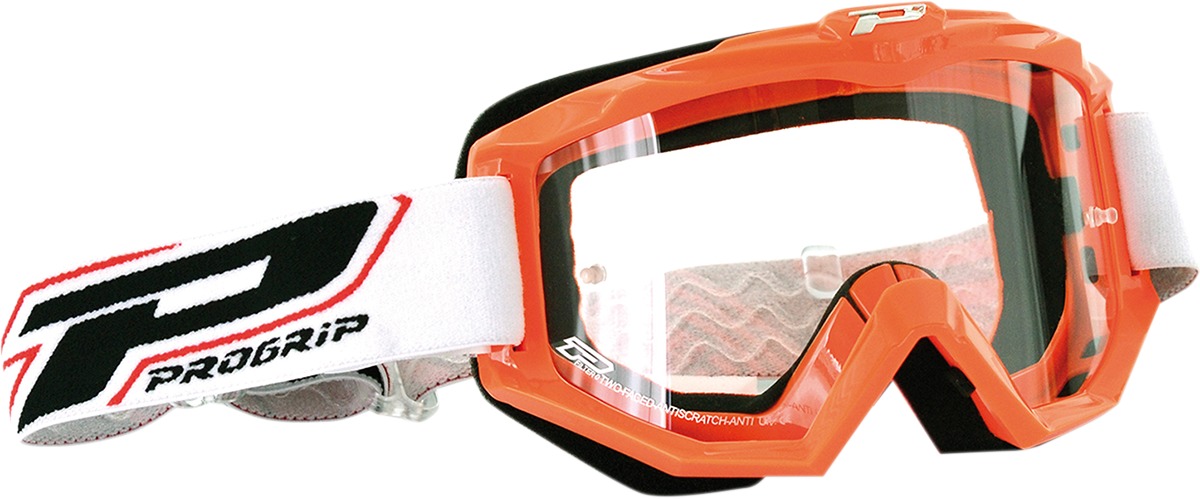 3201 Orange / Black / White Raceline Goggles - Clear Lens - Click Image to Close