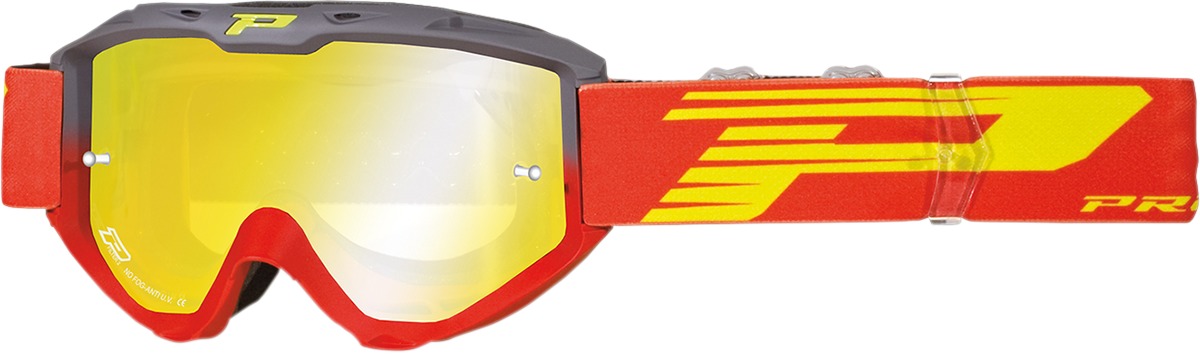 3450 Red / Gray Riot OTG Goggles - Dual Mirrored Lens - Click Image to Close