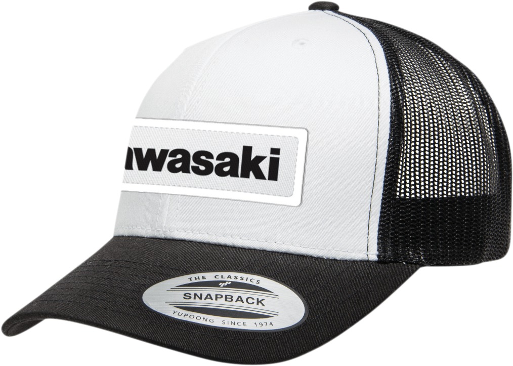 Men's Kawasaki Throwback Hat - Kaw Throwback Hat Whtblk - Click Image to Close