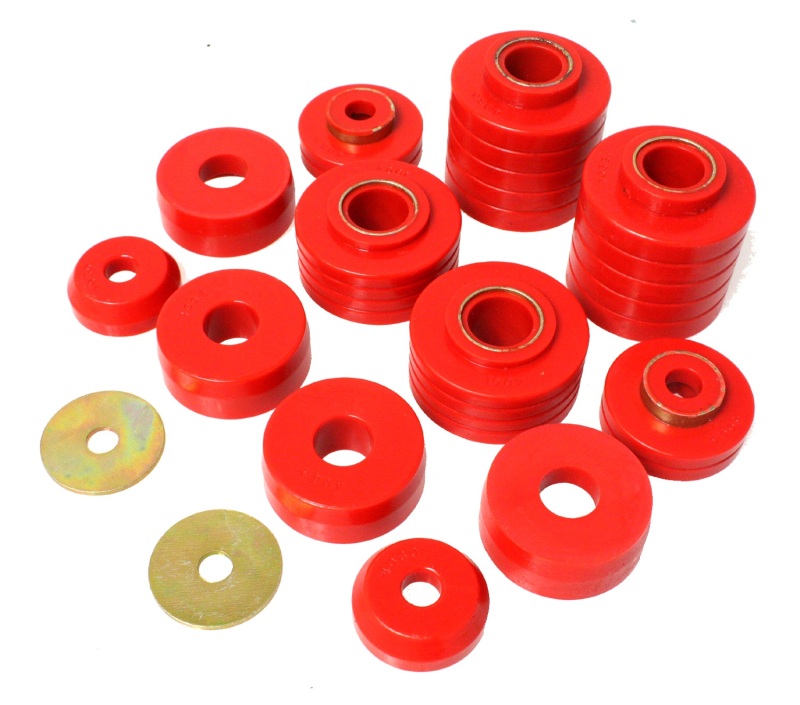 Red Body Mount Set - Fits 80-98 Ford F250/F350/F450 & 80-92 Ford F100/F150 - Click Image to Close