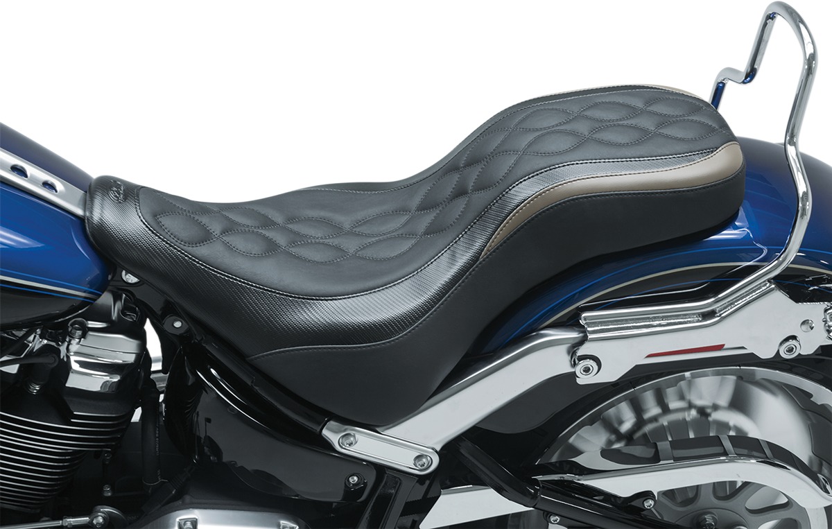 Tripper Double Helix Vinyl 2-Up Seat - For 18-21 Harley FLFB Fat Boy - Click Image to Close