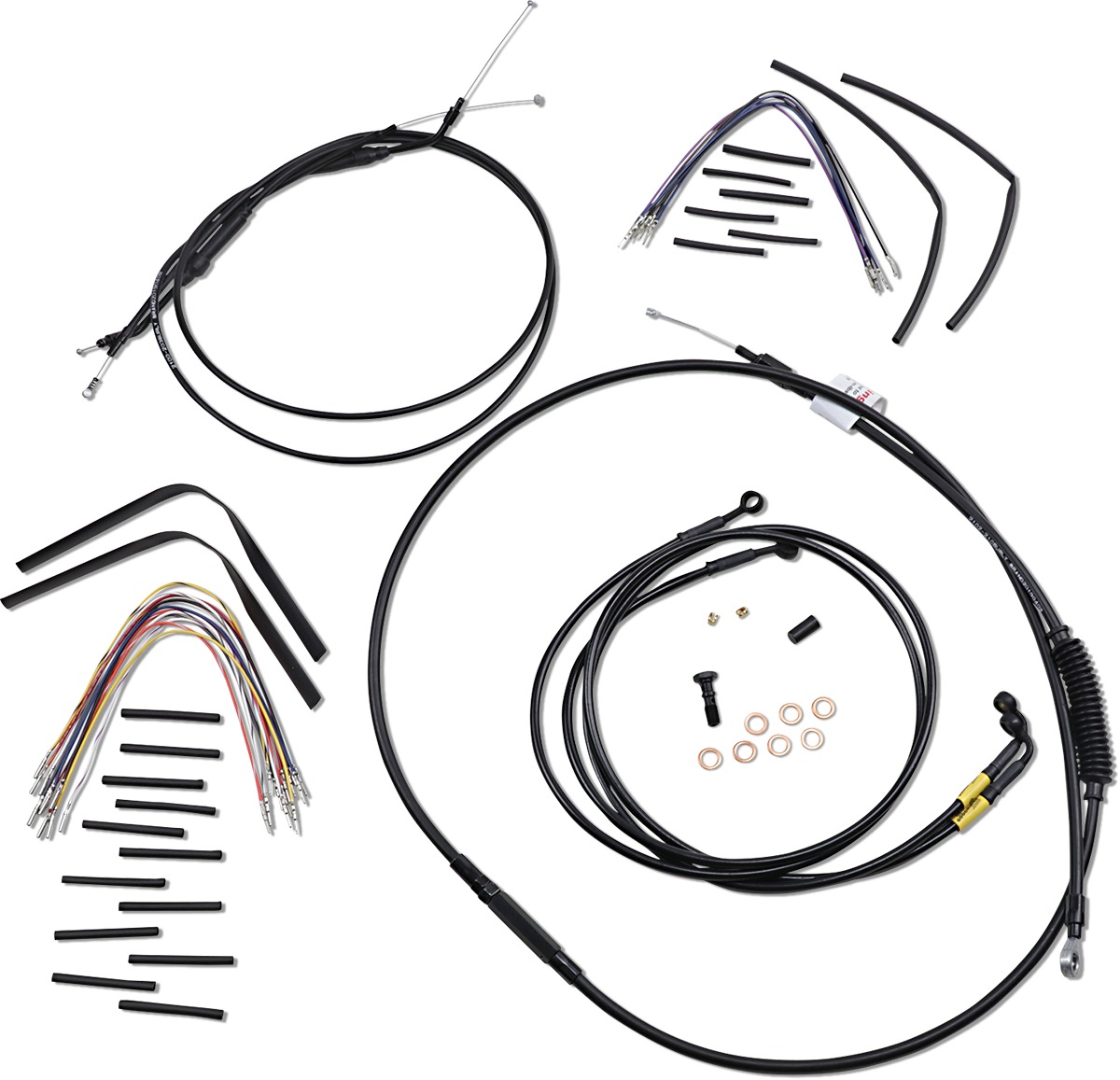 Extended Black Control Cable Kit for 15" Bagger Bars - Click Image to Close