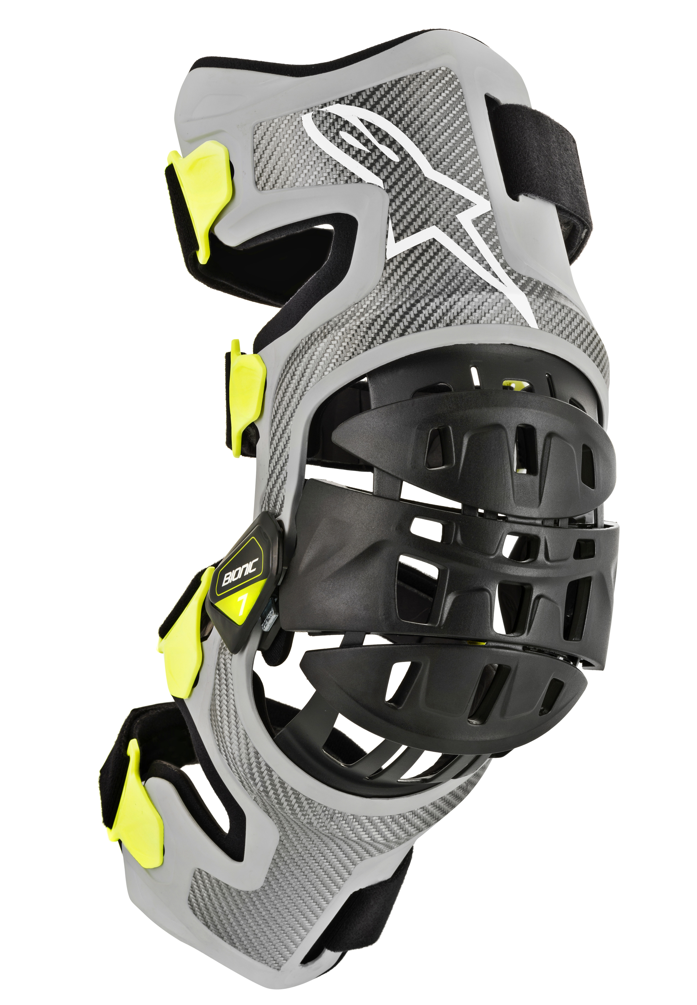 Alpinestars Bionic 7 Knee Brace Silver/Yellow - Large - Premium knee braces by Alpinestars - Click Image to Close