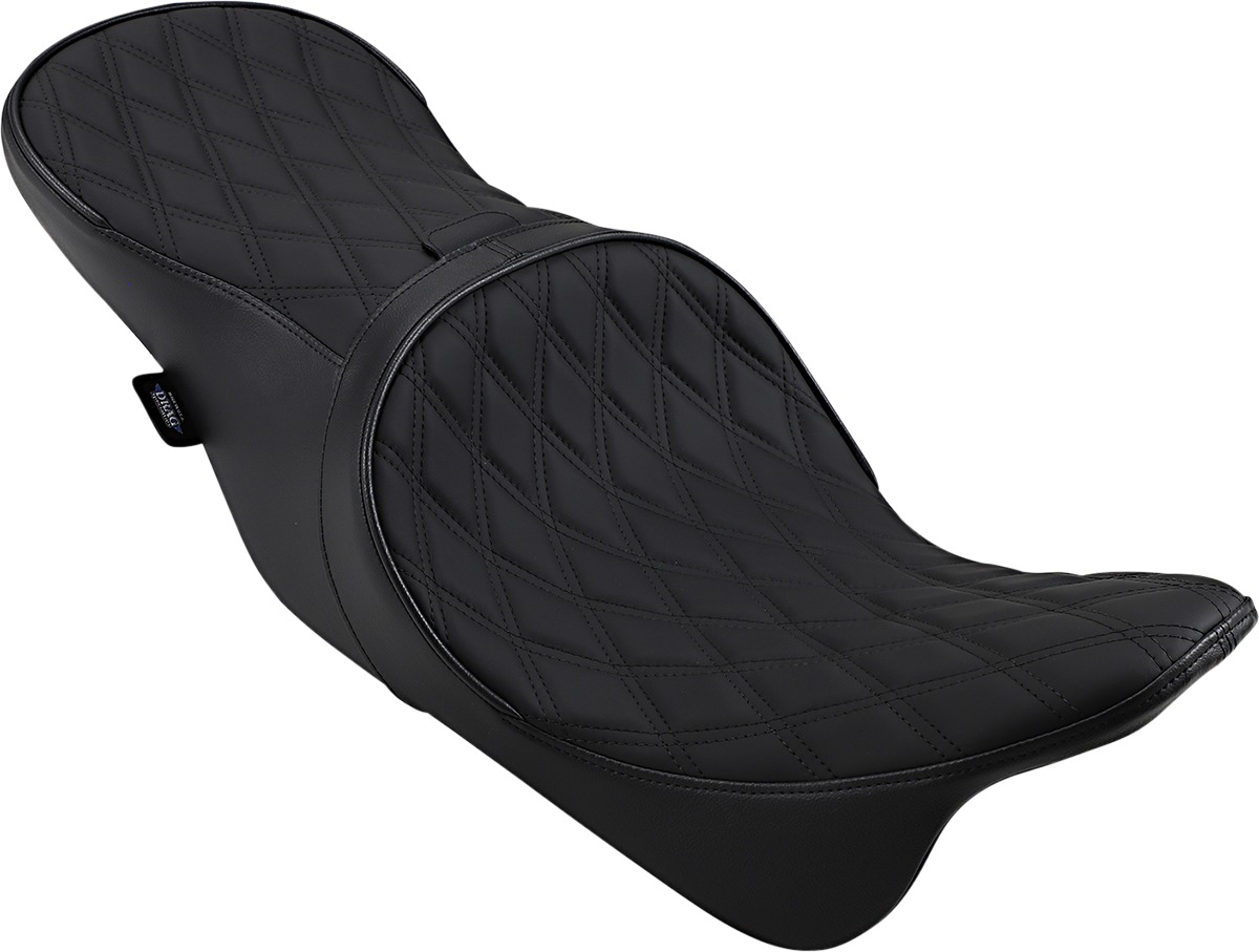 Low-Profile Diamond Leather 2-Up Seat Upfront - For 08-20 Harley FLH FLT - Click Image to Close