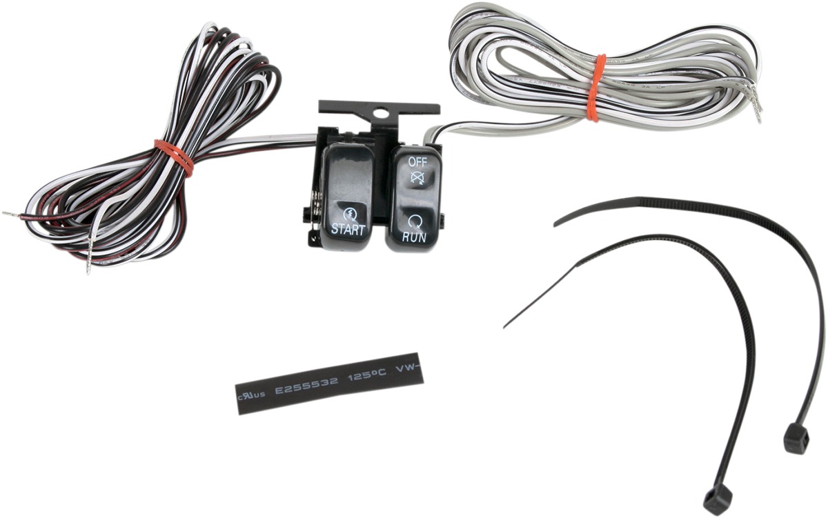 Black Start / Run Switch Replacement Set w/ 60" Leads Replaces 71684-06A - For 99-13 Touring, 00-10 Softail & 99-11 Dyna Models - Click Image to Close