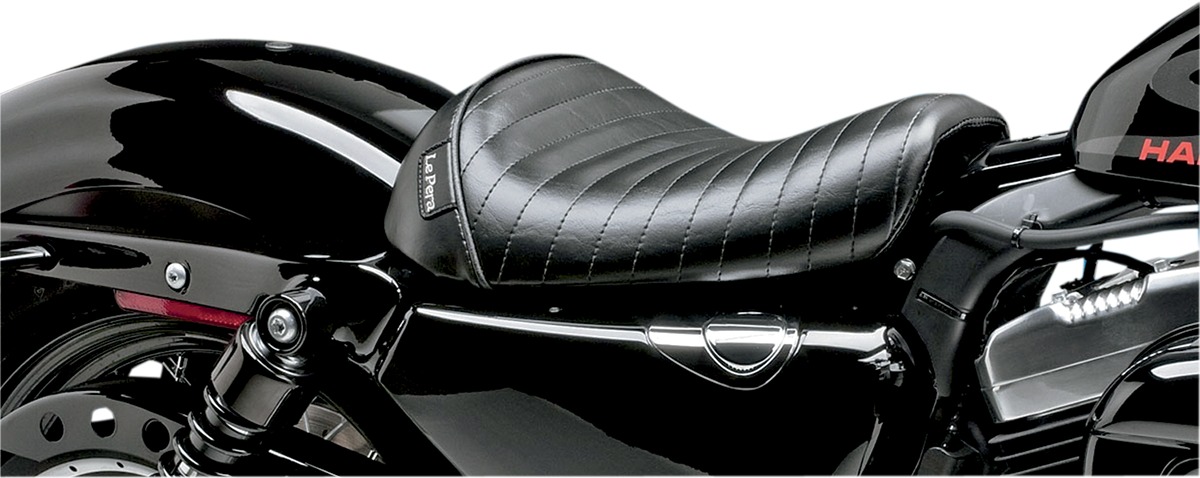 Bare Bones Pleated Vinyl Solo Seat - Black - For 10-19 Harley XL 48 72 - Click Image to Close