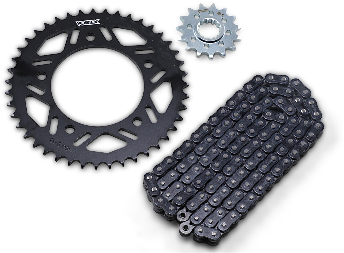 V3 Chain & Sprocket Kit Black RX Chain 520 15/43 Black Steel - For 15-18 Yamaha R1/M - Click Image to Close