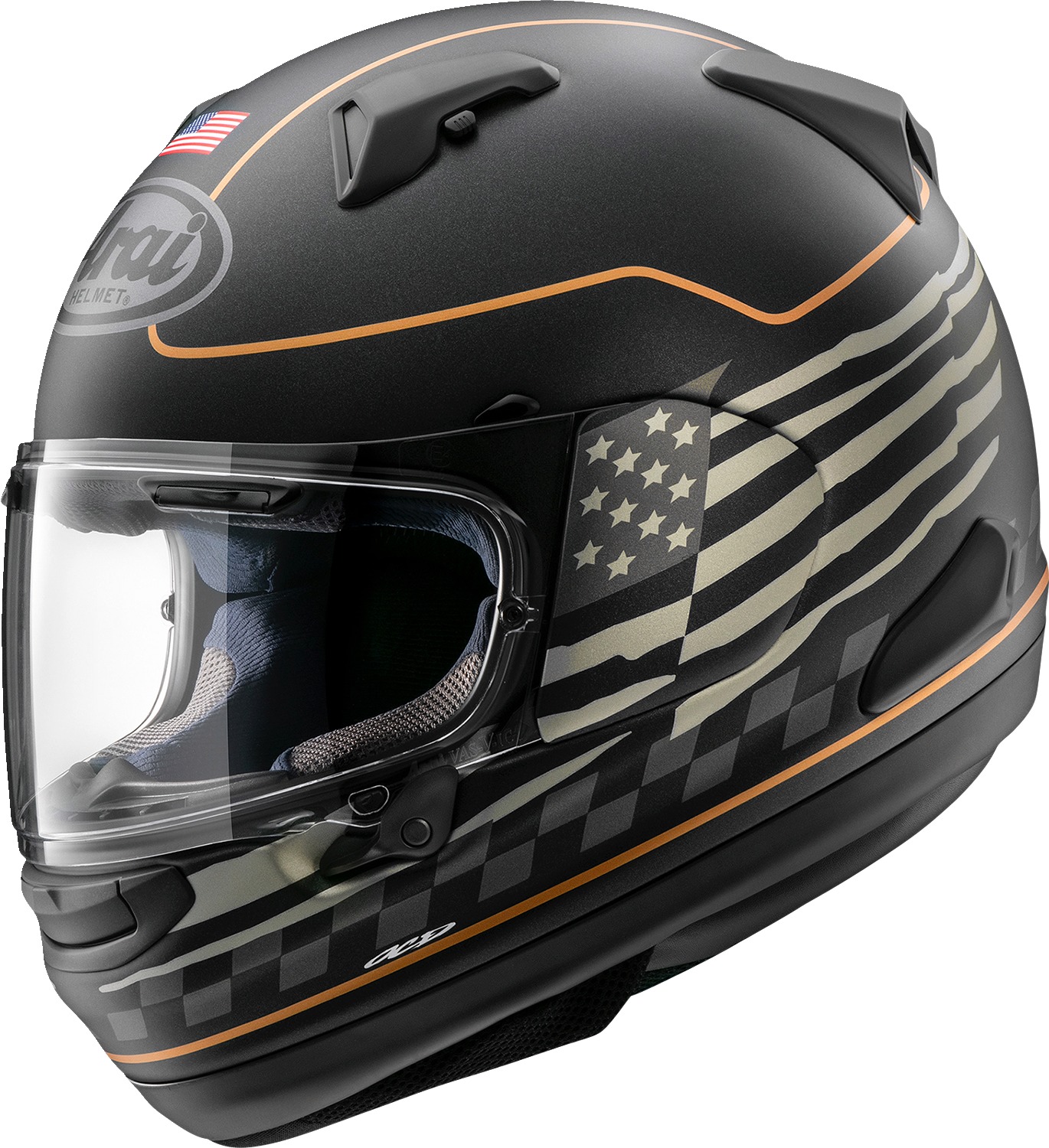 Arai Signet-X US Flag Helmet Black Frost - Small - Full-face helmet with US Flag graphic - Click Image to Close