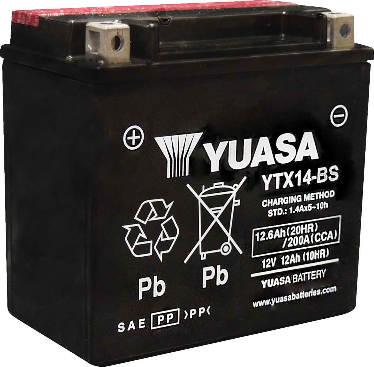 Maintenance Free Sealed Battery - Replaces YTX14-BS - Click Image to Close