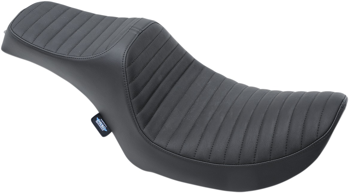 Predator Classic Stitch Vinyl 2-Up Seat - Black - For 82-94 Harley FXR - Click Image to Close