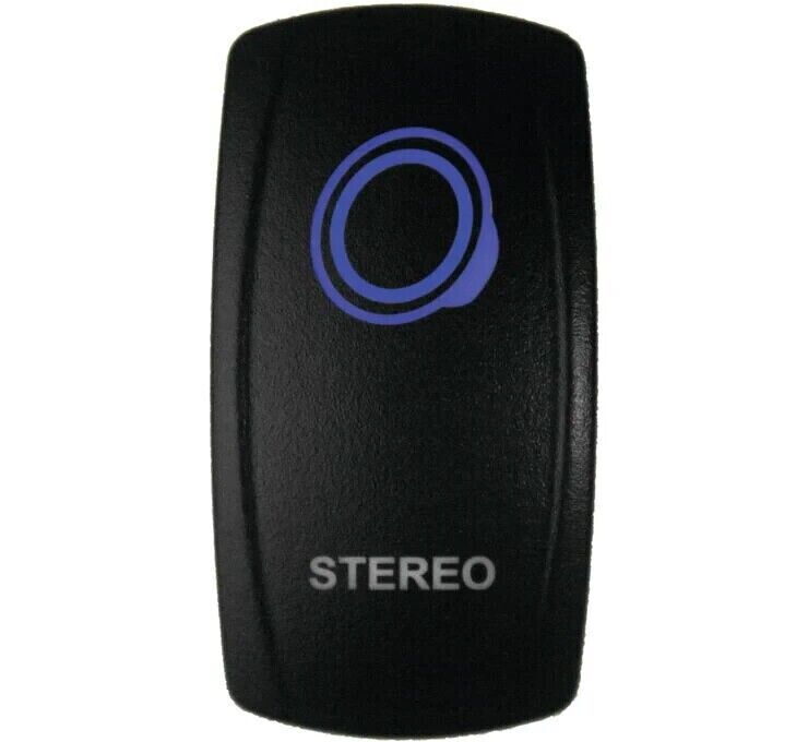 Lighted Switch Stereo On/Off Blue - Click Image to Close