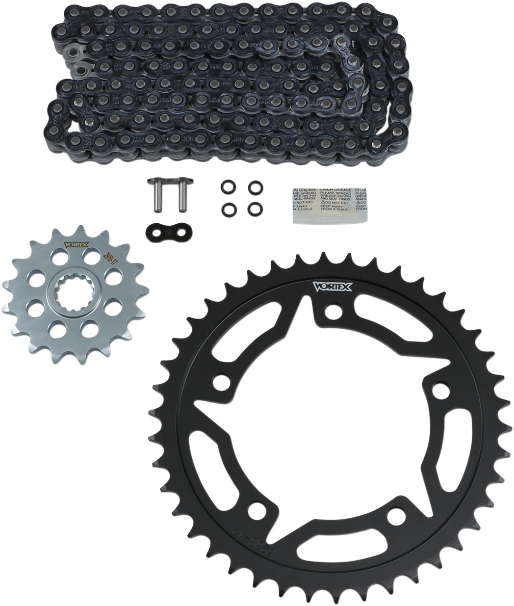 V3 Chain & Sprocket Kit Black SX Chain 525 17/42 Black Steel - For 17-23 Suzuki GSX-S 750/Z - Click Image to Close