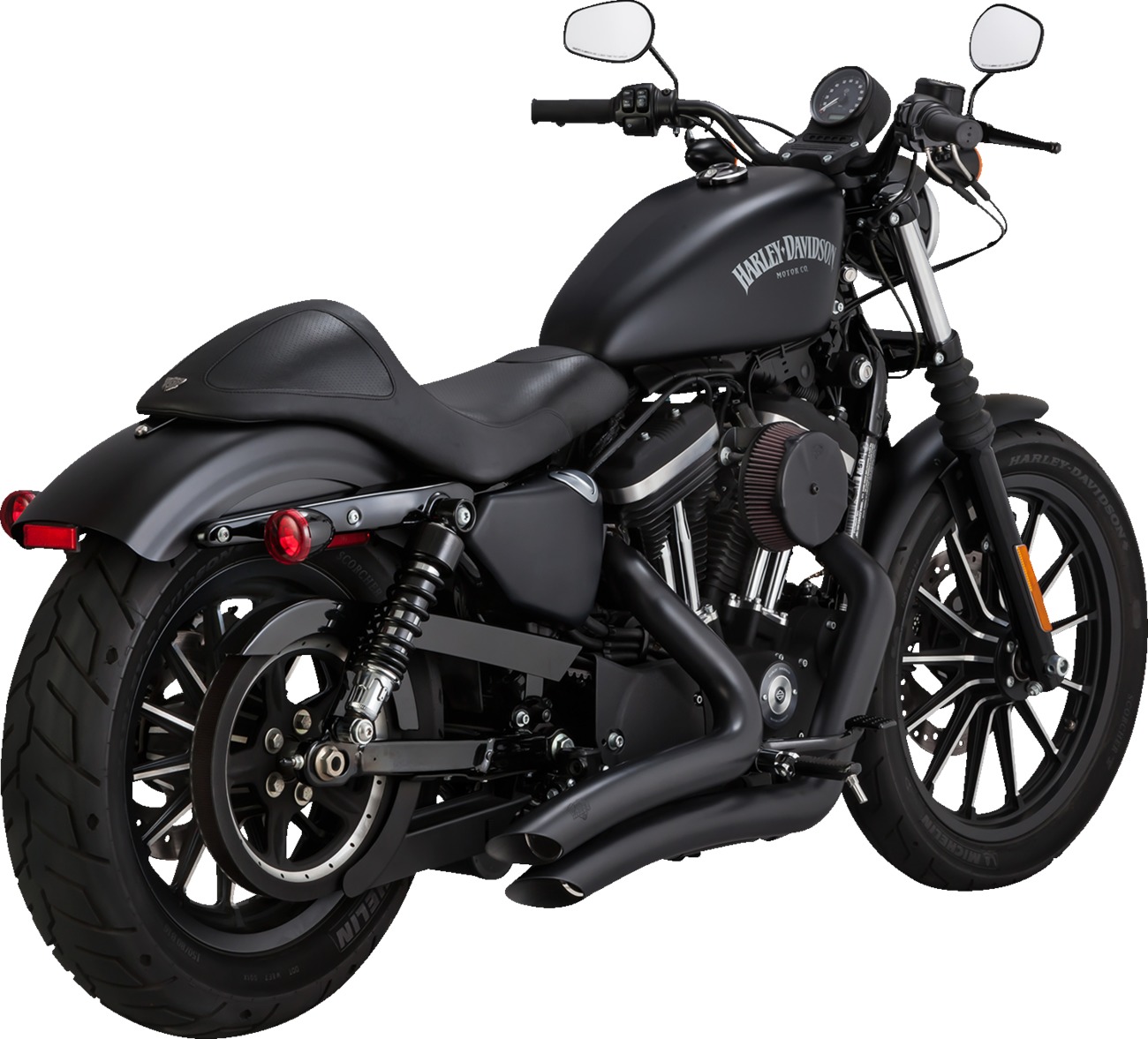 Vance & Hines HD Sportster 14-22 Big Radius 2-2 Black PCX Full System Exhaust - Click Image to Close