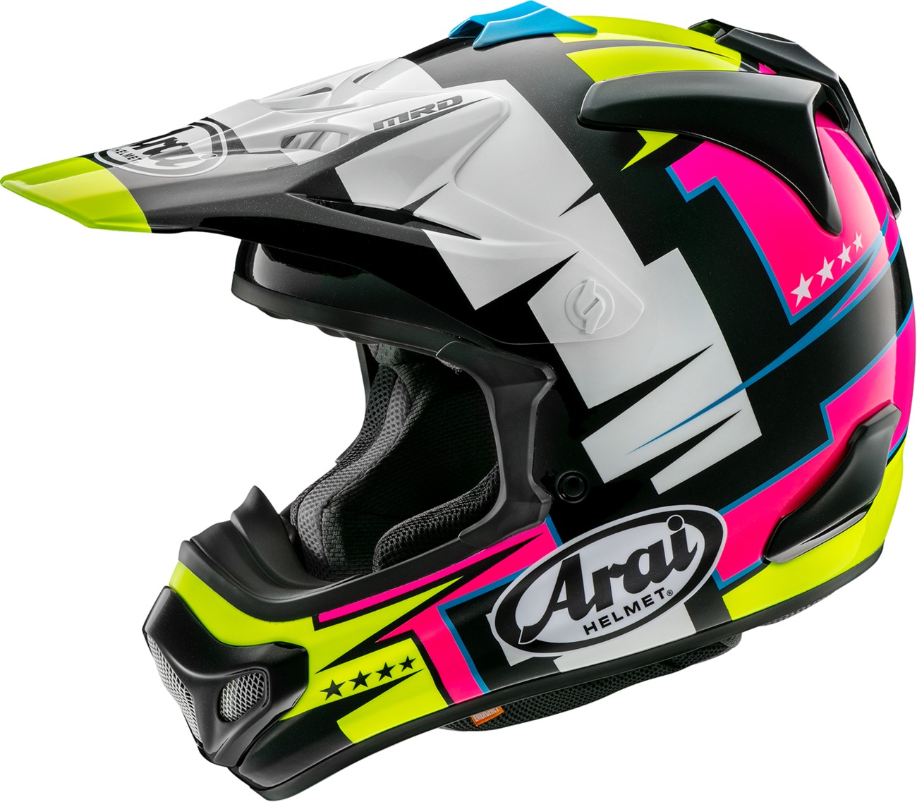 Arai VX-Pro4 Battle Helmet Yellow Large - Off-road helmet with Battle graphic - Click Image to Close