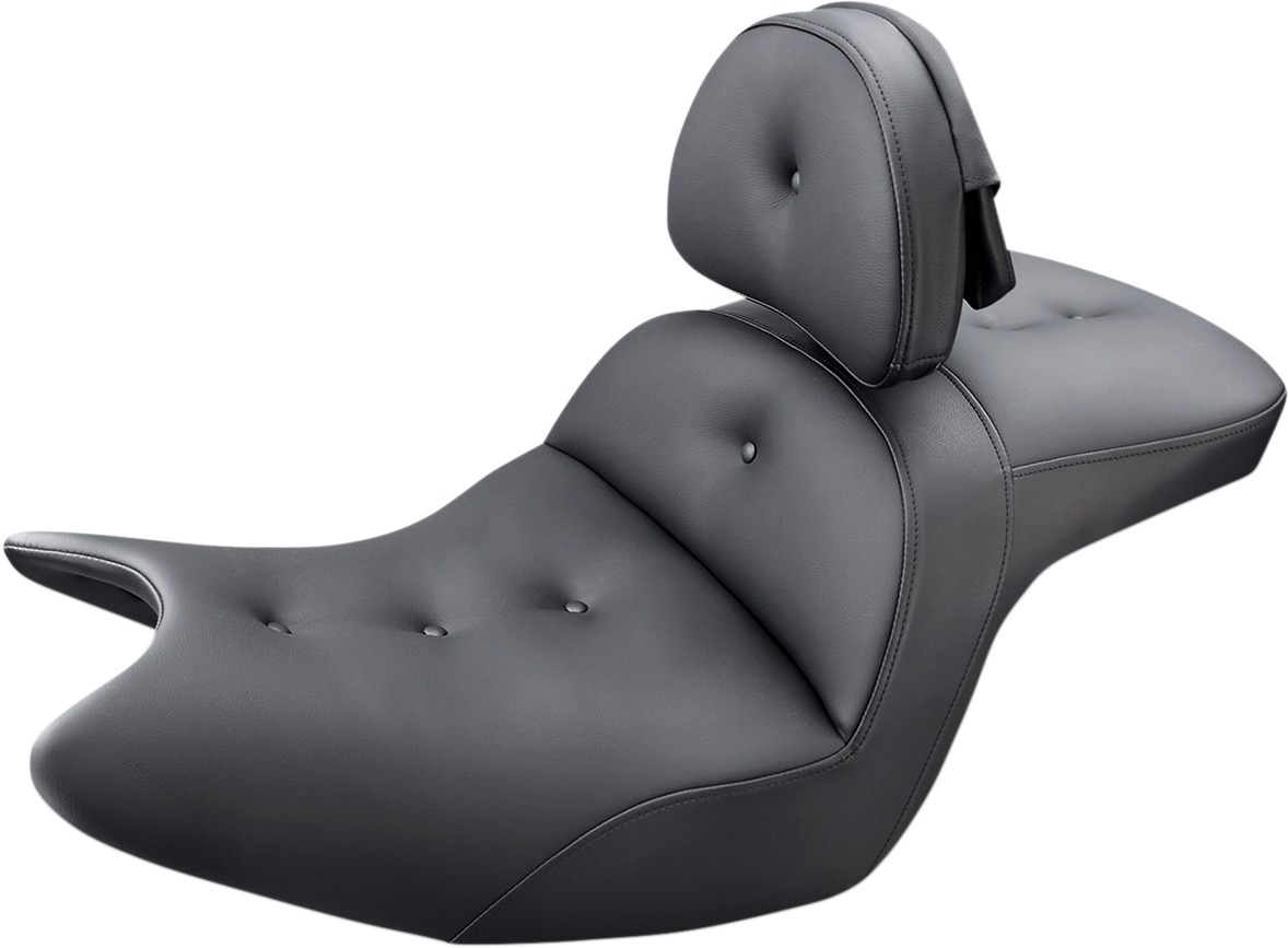 Road Sofa Pillow 2-Up Seat Black w/Backrest - For 18-20 Honda GL1800 Gold Wing - Click Image to Close