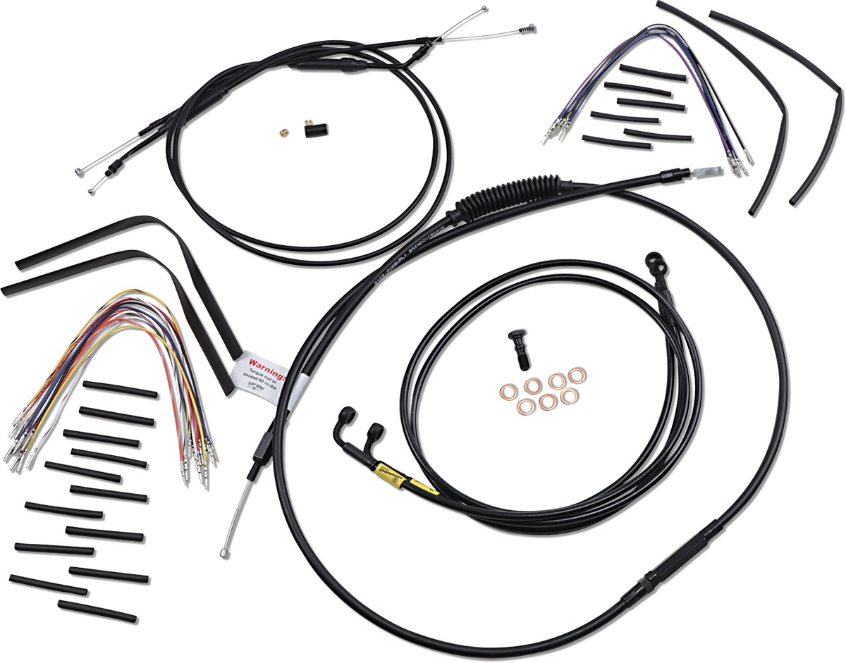 Extended Black Control Cable Kit for 13" Bagger Bars - Fits 96-05 Dyna Low Rider & Super Glide - Click Image to Close