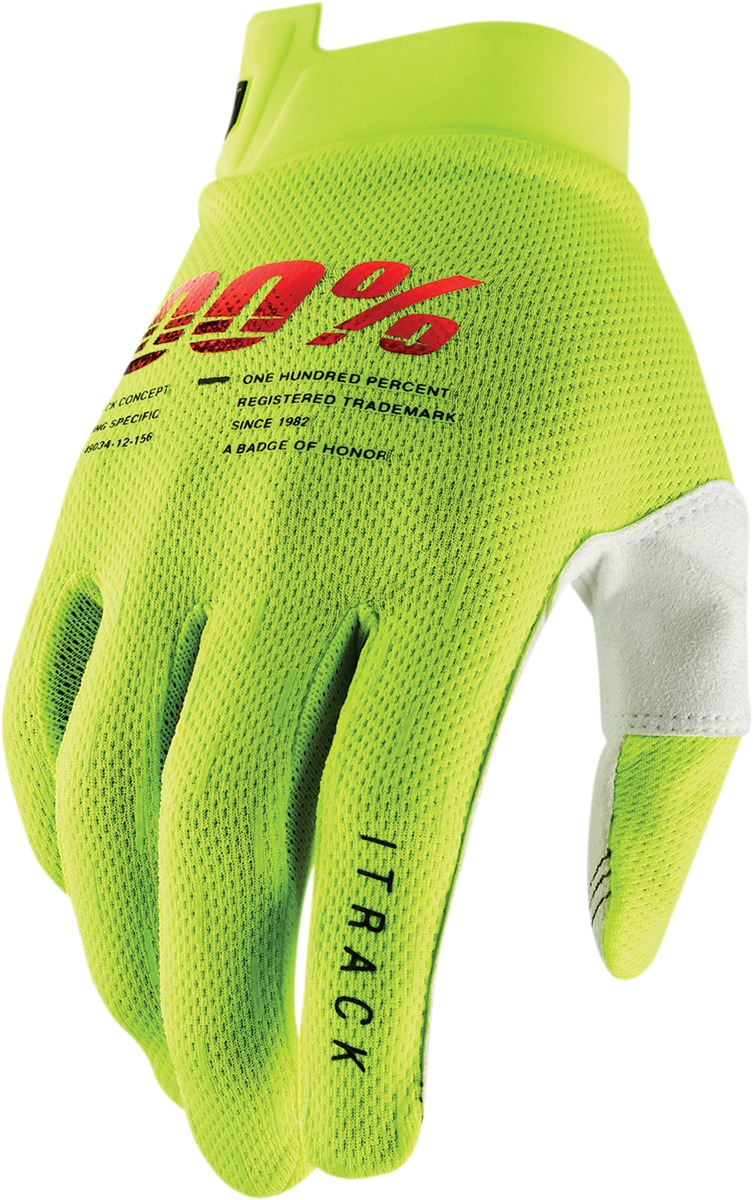 100% Men's iTrack Gloves 2XL Flo Yellow - Off-Road/ATV/Motocross - Click Image to Close