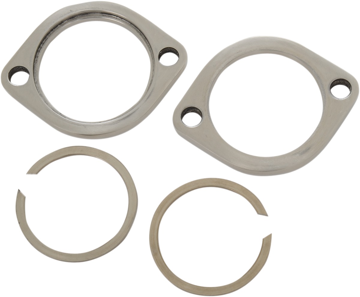 Polished Stainless Steel Exhaust Flange Kit replaces 65328-83 & 65325-83 - For 99+ HD Twin Cam & 86+ Sportster - Click Image to Close